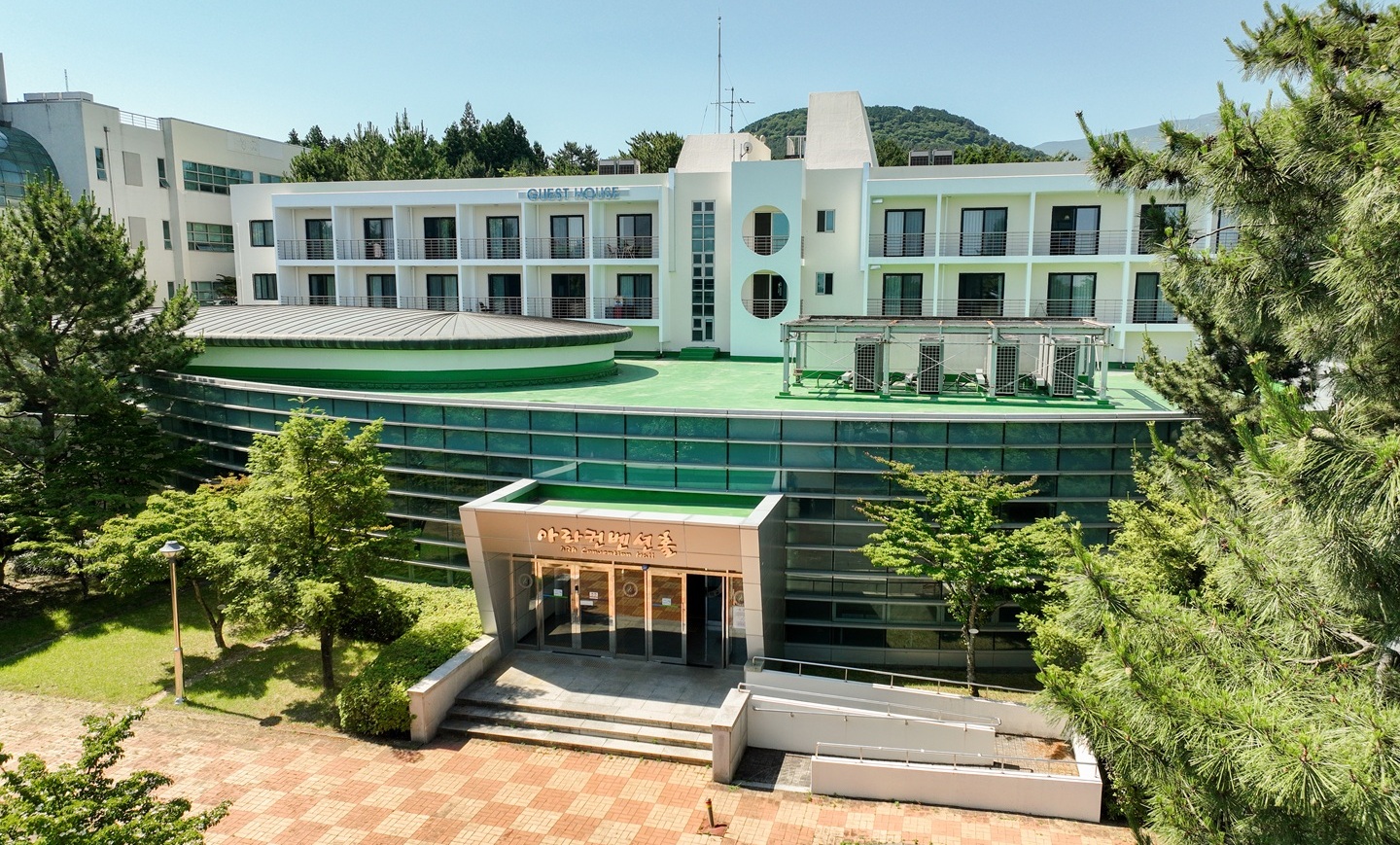 Closer exterior view of ARA Convention Hall