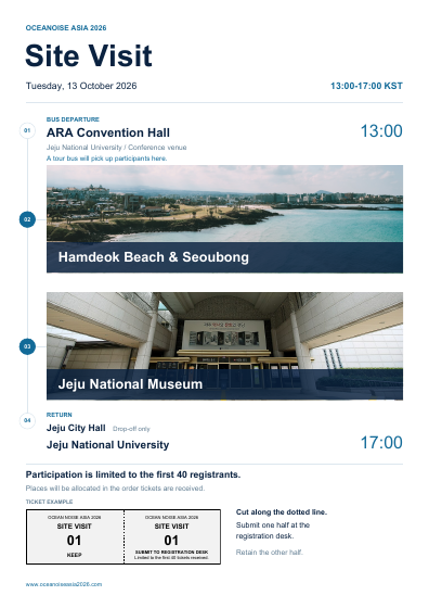 Site Visit poster with the bus itinerary and ticket submission instructions